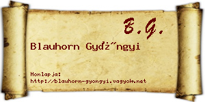 Blauhorn Gyöngyi névjegykártya